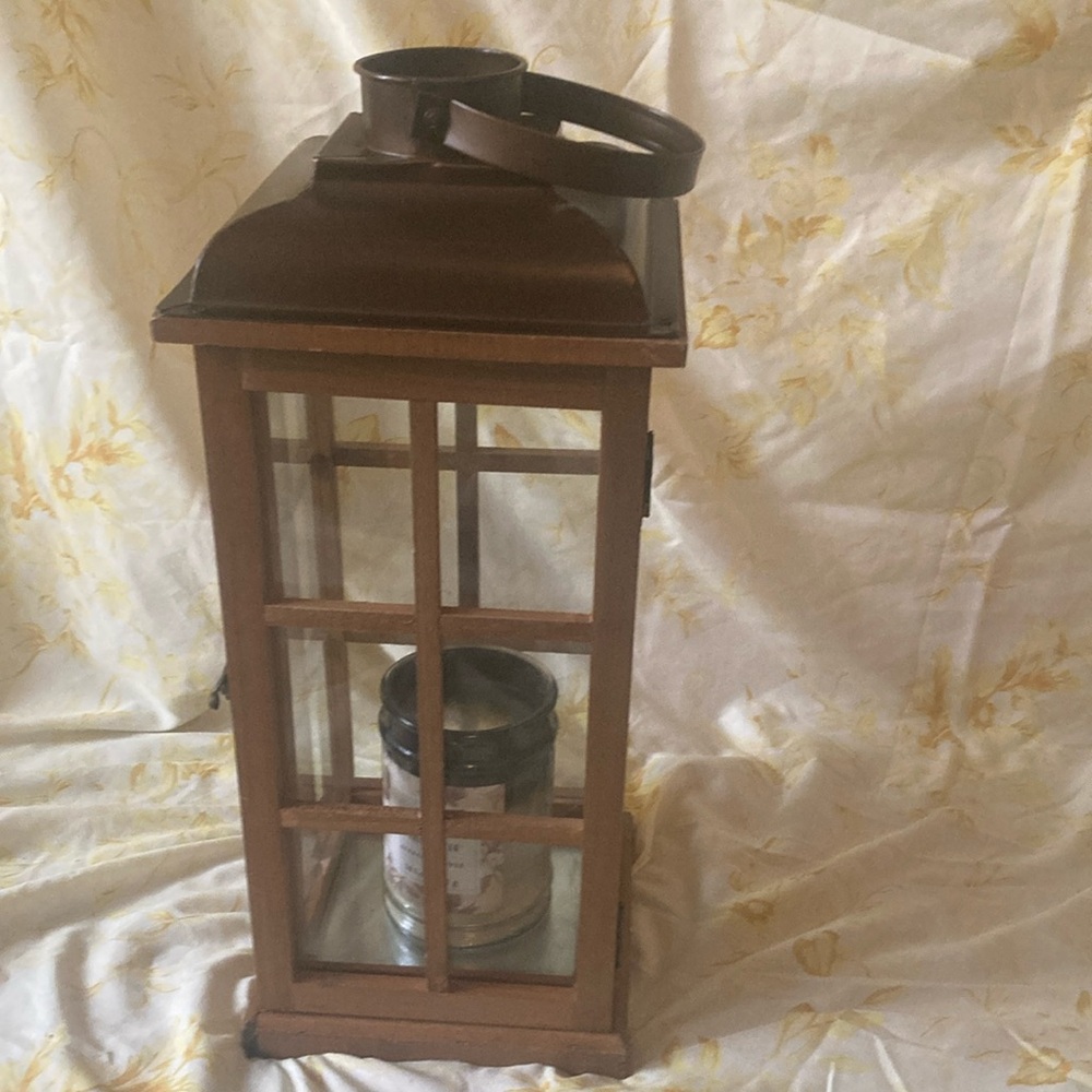 Rustic Brown Lantern Candle Holder